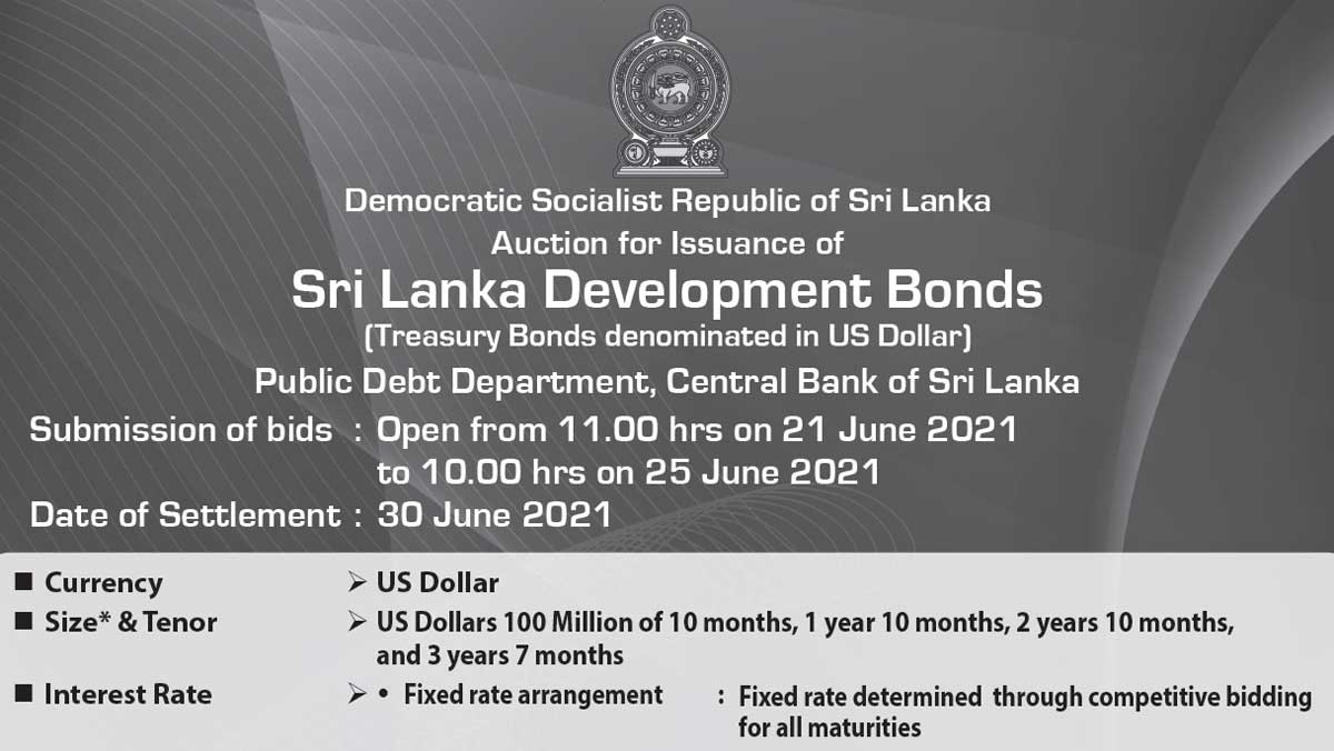 Sri Lanka Development Bonds of US$100mn offered | EconomyNext